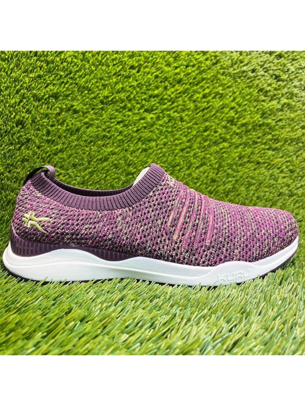 Kuru Stride Womens Size 9.5 Purple White Athletic Walking Slip On Shoes Sneakers